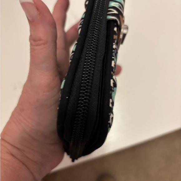 Vera Bradley Teal and Brown Patterned Turnlock Wallet - Picture 16 of 16